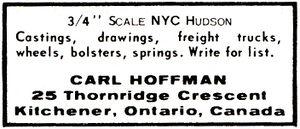 Carl Hoffman's advertisement in Live Steam Magazine, June 1969.