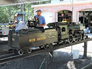New Haven No 711 Atlantic 4-4-2 in 1.5 inch scale, 7.25 inch gauge, built by Norman Steele, restored by Joe Cardelle. Photo by Pat Fahey.