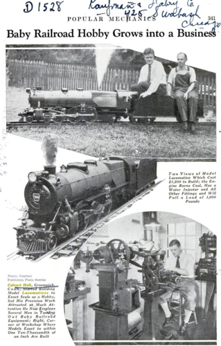 Calvert Holt Pennsy K4s Live Steamer, Popular Mechanics, March 1935 page 341.