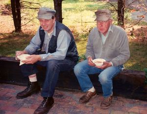 Dick Cushing and Charlie Purinton at a big meet at Nick Edwards in Nashua, HN, 19 October 1991. Photo provided by Bob Hornsby.