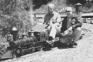 BLS Founder, Carl Purinton and Harry Dixon on a Disney CP-173, May, 1965. Walt Disney gave the CP-173 castings to Harry.