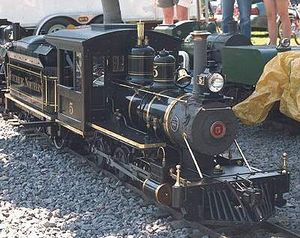 Fitchburg Northern #5 built and owned by Russ Steeves. It is a narrow gauge (2-1/2" scale) coal burning 2-6-0. Photo by John Stewart.