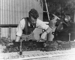 Ron Shattock, Victor Shattock's oldest son, tends to loco 2422, built in 1929.