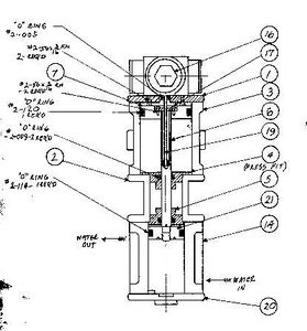 The elevation drawing of the Van Brocklin single-cylinder pump.