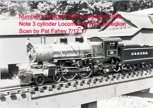 Bill Van Brocklin's No 34, a 3 cylinder locomotive, started in 1987 and completed 1989.