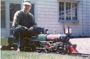 The late Bill Van Brocklin with his 1800 era 4-4-0 which he named "Fire Queen."