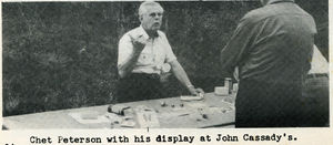 Chet Peterson with his display at John Cassady's. From Florida Live Steamers Yearbook 1975. Photo by Bill Koster.