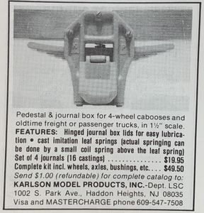Karlson Model Products advertisement from Live Steam Magazine, November 1980.
