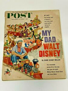 Cover of Saturday Evening Post, 17 Nov 1956, featuring Walt Disney and his live steam train.
