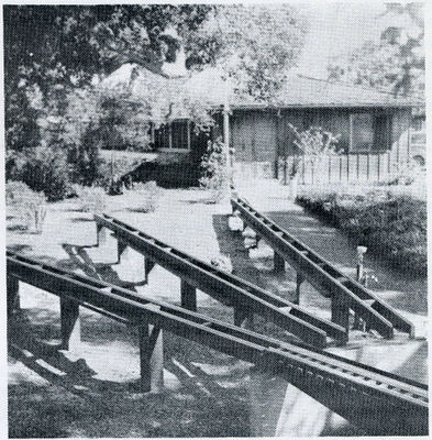 The Goleta Valley Railroad steaming tracks, circa 1956.