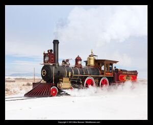 Mike Massee posted this photo on Facebook, 26 December 2020: "Merry Christmas to all from Mike Massee Media. Here is a flashback photo from early 2013 of the UP 119 replica at the Golden Spike National Historic Site at Promontory, Utah."