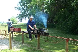 The highline that the Iowa Model Steam Engineers from the St Croix Live Steamers. Photo by Wayne Davis.